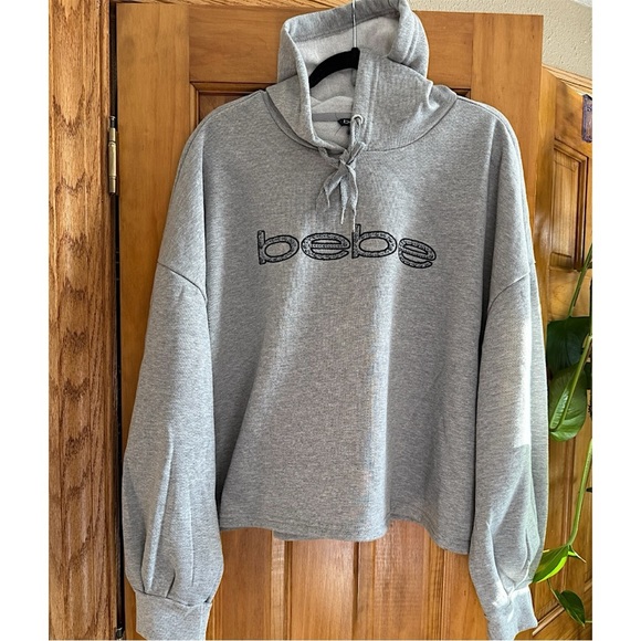 Women’s BEBE plus size GRAY hoodie with kangaroo pocket  NEW 3X - Picture 1 of 9